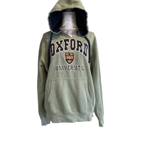 Oxford University Green College Crest Coat Of Arms Long Y2K Hoodie Size Large - Picture 1 of 16